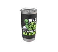 Extraño divertido Este es mi disfraz humano, soy realmente un extraterrestre Vaso térmico de acero inoxidable de doble pared