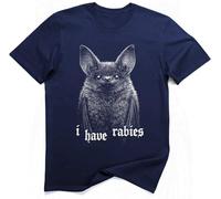 Extraño Humor Oscuro Murciélago Camisa Tengo Rabia Gráfico T-Shirt (2XL, Azul Marino)