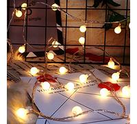 EXTRASTAR 2 Unidades luces de cadena de bola luces batería alimentado, 5M 50 LED cadena luces LED impermeable cadena de luz al aire libre, decoración interior luces led decorativas (blanco cálido)