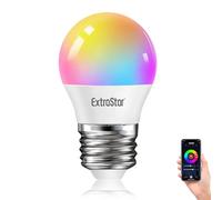EXTRASTAR Bombilla Alexa LED Intelligente E27, 4.9W, 470lm, Regulable Multicolor + Luz Cálida o Blanca, 16 Millones de Colores, Funciona con Alexa y Google Home, 1 Pc