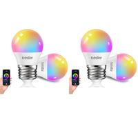 EXTRASTAR Bombilla Alexa LED Intelligente E27, 4.9W, 470lm, Regulable Multicolor + Luz Cálida o Blanca, 16 Millones de Colores, Funciona con Alexa y Google Home, 2 Pcs (Paquete de 2)