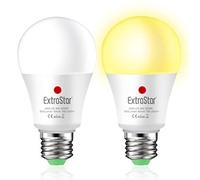 EXTRASTAR Bombilla con sensor, LED E27 con sensor crepuscular para exteriores, encendido/apagado, 9W, blanco cálido, 3000 K para veranda, jardín, puerta de entrada, pasillo 2 Unidades (Paquete de 1)