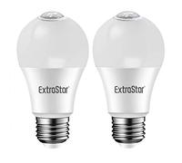 EXTRASTAR Bombilla LED con Sensor Infrarrojo E27, 12W, 1160 Lúmen, Luz Fría 6500K, No Regulable, 2 Pcs