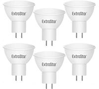 EXTRASTAR Bombilla LED MR16 6W, Luz Blanca Fría 3000K, 540Lúmenes 120 ° Spotlight, Focos Sin Parpadeo AC/DC 12V, No Regulable, 6 PCS