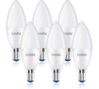 EXTRASTAR Bombilla LED Vela E14 7W, Luz Cálida 3000K, 600Lm, No Regulable, 6Pcs
