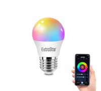 EXTRASTAR Bombillas inteligentes E27 WiFi LED 4.9W 470LM 6500K RGBW Bombillas con Mando a Distancia Compatible con Alexa, Google Home y Timing, 1 Pieza G45AWIFI