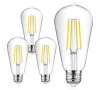 EXTRASTAR Bombillas LED ST64 de Filamento LED E27, Luz Fría 6500K, 12W, 1521Lm Bombilla Retro Vintage, No Regulable - Pack de 4 Unidades