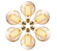 EXTRASTAR Bombillas Marrón G95 de Filamento LED E27 (Casquillo Gordo) - 6W Equivalente a 48W, 540 lúmenes, Color Blanco cálido 2200K. Bombilla Retro Vintage, No Regulable - Pack de 6 Unidades