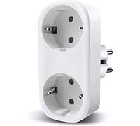 EXTRASTAR Enchufe Doble Inteligente Control WIFI, 16A, Temporizador, Compatible con Alexa y Google Home, Max 3680W, Blanco, 1Pc