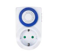 EXTRASTAR Enchufe Eléctrico Temporizador Mecánico de 24 Horas, Conmutación Cada 30 Minutos, Interruptor ON/Off, 230V 16A Blanco, 1Pcs