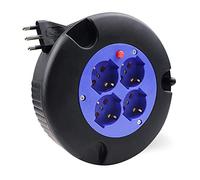 EXTRASTAR Extensión eléctrica con bobinadora de cable de 5 m, 4 tomas polivalentes (Schuko + 10/16A), enchufe 16A, sección cable 3G 1,0 mm²