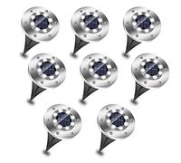 EXTRASTAR Luces Led Solares para Exteriores, Impermeable, Luz Led Solar para 8 LEDs, Luz Blanca Fría 6500K, Luces Led Solares Exterior para Terraza, Jardin, Césped, Corredor, 8pcs