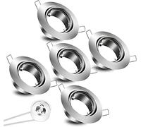 EXTRASTAR Marco para Focos Empotrados, Aro para Bombillas GU10, Foco Empotrable Downlight, Incluye Casquillos, Plata, 5Pcs
