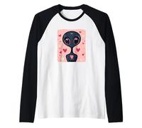 Extraterrestre divertido de San Valentín para los amantes del espacio y los ovnis Camiseta Manga Raglan