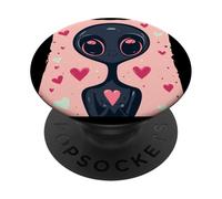 Extraterrestre divertido de San Valentín para los amantes del espacio y los ovnis PopSockets PopGrip Adhesivo