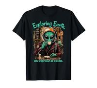 Extraterrestre Divertido explorando la Tierra Espresso Lover Café Italia Camiseta
