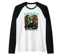 Extraterrestre Divertido explorando la Tierra Espresso Lover Café Italia Camiseta Manga Raglan