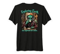 Extraterrestre Divertido explorando la Tierra Espresso Lover Café Italia Camiseta Premium