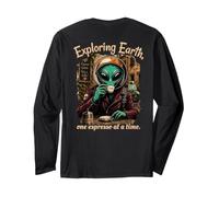Extraterrestre Divertido explorando la Tierra Espresso Lover Café Italia Manga Larga