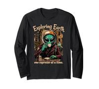 Extraterrestre Divertido explorando la Tierra Espresso Lover Café Italia Manga Larga