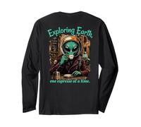 Extraterrestre Divertido explorando la Tierra Espresso Lover Café Italia Manga Larga