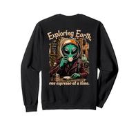 Extraterrestre Divertido explorando la Tierra Espresso Lover Café Italia Sudadera
