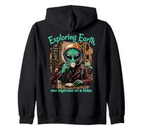Extraterrestre Divertido explorando la Tierra Espresso Lover Café Italia Sudadera con Capucha