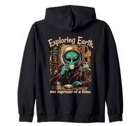 Extraterrestre Divertido explorando la Tierra Espresso Lover Café Italia Sudadera con Capucha