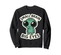 Extraterrestre Divertido Verde Lindo Inusual - Pequeño Cerebro Ojos Grandes Sudadera