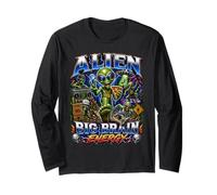 Extraterrestre DJ Running Rave Funny Alien Bootleg Manga Larga