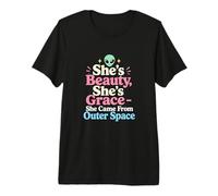 Extraterrestre Gracioso Ella es la Belleza Que Vino del Espacio Exterior Camiseta Premium