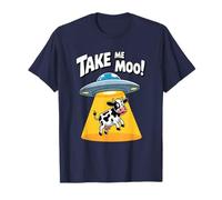 Extraterrestre Gracioso secuestrando una Vaca OVNI Humor Take Me Moo Juego de Palabras Camiseta