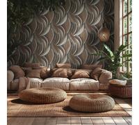 HZ62065-Horizonte Hoja De Árbol Beige Marrón Metálico Galerie Papel Tapiz