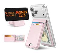 ExtreLife Cartera Magsafe con clip para dinero, cartera magnética más fuerte para iPhone 17/16/15/14/13/12, soporte ajustable, ventana de identificación, 5 tarjeteros, bloqueo RFID, no para 13/12 Mini