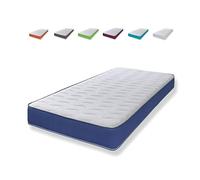 eXtreme comfort ltd Cooltouch Colours - Colchón híbrido de Espuma viscoelástica y resortes Interiores con Borde Azul océano y Ondas, 18 cm de Profundidad, Doble 135 x 190 cm