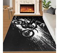 Extreme Sports - Alfombras de motocross para sala de estar, 140 x 200 cm, para dormitorio, motociclista, lavable, antideslizante, no se desprende, para comedor, cocina, oficina