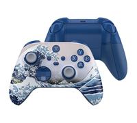 eXtremeRate ASR Versión Carcasa Completa Kit para Xbox Series X/S Mando, Placa Frontal Cubierta Trasera con Botones y Empuñaduras Grips de Textura Diamante para Xbox Core (La Gran Ola)