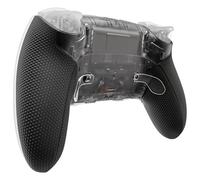 eXtremeRate Beyond ARC Carcasa Inferior Compatible con ps5 Edge Controller Accesorios Placa Cubierta Trasera con Grip de Goma de Repuesto y Marco Decorativo para ps5 Edge Mando (Negro & Transparente)