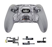 eXtremeRate Beyond Kit de Carcasa con Paletas Traseras para ps5 Edge Mando, Pantalla OLED, Empuñaduras Ergonómicas Antideslizantes, 4 Botones Traseros Reprogramables（Transparente & Gris）