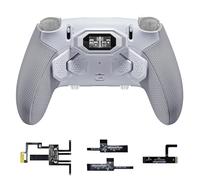 eXtremeRate BEYOND Kit de Carcasa con Paletas Traseras para ps5 Edge Mando, Pantalla OLED, Empuñaduras Ergonómicas Antideslizantes, 4 Botones Traseros Reprogramables（Blanco & Gris）