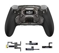 eXtremeRate BEYOND Kit de Carcasa con Paletas Traseras para ps5 Edge Mando, Pantalla OLED, Empuñaduras Ergonómicas Antideslizantes, 4 Botones Traseros Reprogramables（Transparente & Negro）
