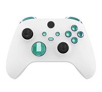 eXtremeRate Botones Completos para Xbox Series S X Mando - Repuesto Botón de LB RB LT RT Bumpers Gatillos D-Pad ABXY Start Back Sync Compartir Teclas para Xbox Series X/S Control (Violeta a Verde)