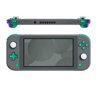 eXtremeRate Botones de ABXY Dpad Home Captura Volumen L R ZL ZR Gatillos, Teclas con Herramientas Compatible con Nintendo Switch Lite - No Incluye Consola Portátil, Violeta a Verde
