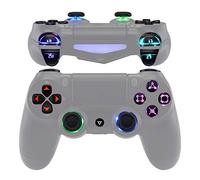 eXtremeRate Botones LED Multicolores para ps4 Control Botón de D-Pad L1 R1 R2 L2 Trigger Joysticks Home Face Teclas DTFS(DTF 2.0) Kit para ps4 Mando CUH-ZCT2 DIY 7 Áreas en 10 Colores-Símbolo Clásico