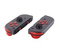 eXtremeRate Botones para Nintendo Switch y Oled Versión, Teclas de ABXY Dirección SR SL L R ZR ZL Gatillos, Resorte de Reemplazo para Joycons - Sin Carcasa, Rojo Brillante
