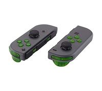 eXtremeRate Botones Transparentes para Nintendo Switch y OLED Versión, Teclas de ABXY Dirección SR SL L R ZR ZL Gatillos, Resorte de Reemplazo para Joycons - No Incluye Carcasa, Verde