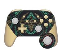eXtremeRate Carcasa Agarre para Nintendo Switch Pro Joysticks Diseño Octagonal Funda Cubierta Grip Shell para Nintendo Switch Pro Control-No Incluye Mando(Brilla en Oscuridad-Reino del Totem Negro)