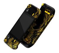 eXtremeRate Carcasa Compatible con Steam Deck LCD Accesorios Protectora Placa de Repuesto Cubierta Funda Case con Botones para Steam Deck-Consola NO Incluida(La Gran Ola Dorada-Negro)