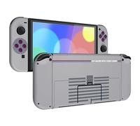 eXtremeRate Carcasa Completa para Nintendo Switch OLED, Tapa Trasera & Placa de Soporte con Botones Coloridos para NSO, Funda Protectora NS Joycons - Clásico 1989 GB DMG-01