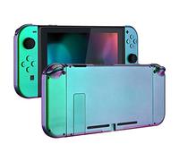 eXtremeRate Carcasa con Botones para Nintendo Switch - Funda Protectora de Reemplazo para Joycons y Consola, Shell de Bricolaje con Teclas para Nintendo Switch Accesorios (Verde a Violeta)